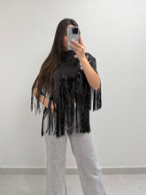 Load image into Gallery viewer, Black Sequin Poncho Top
