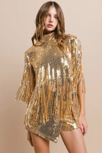 Load image into Gallery viewer, Gold Sequin Poncho Top
