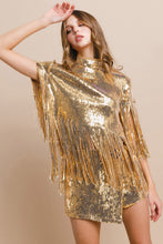 Load image into Gallery viewer, Gold Sequin Poncho Top
