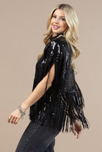 Load image into Gallery viewer, Black Sequin Poncho Top
