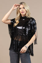 Load image into Gallery viewer, Black Sequin Poncho Top
