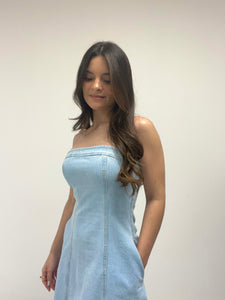 Baby blue Denim Midi Dress