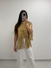 Load image into Gallery viewer, Gold Sequin Poncho Top
