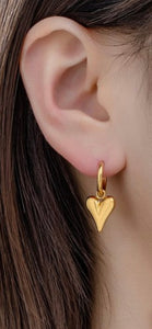 Heart drop huggie earrings