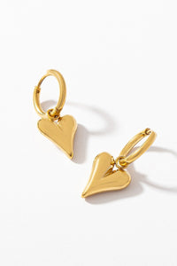 Heart drop huggie earrings