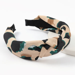 Printed Knotted Headband - Green