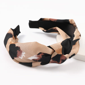 Printed Knotted Headband - Brown