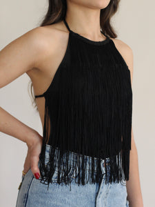 Black Fringed Bodysuit